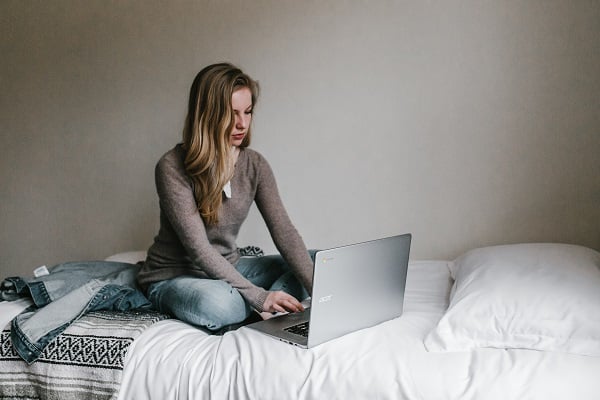 woman working at home