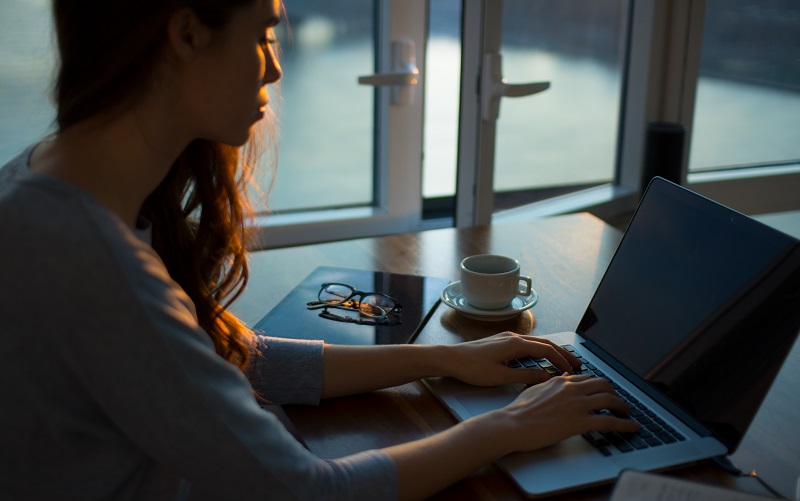 female on her laptop